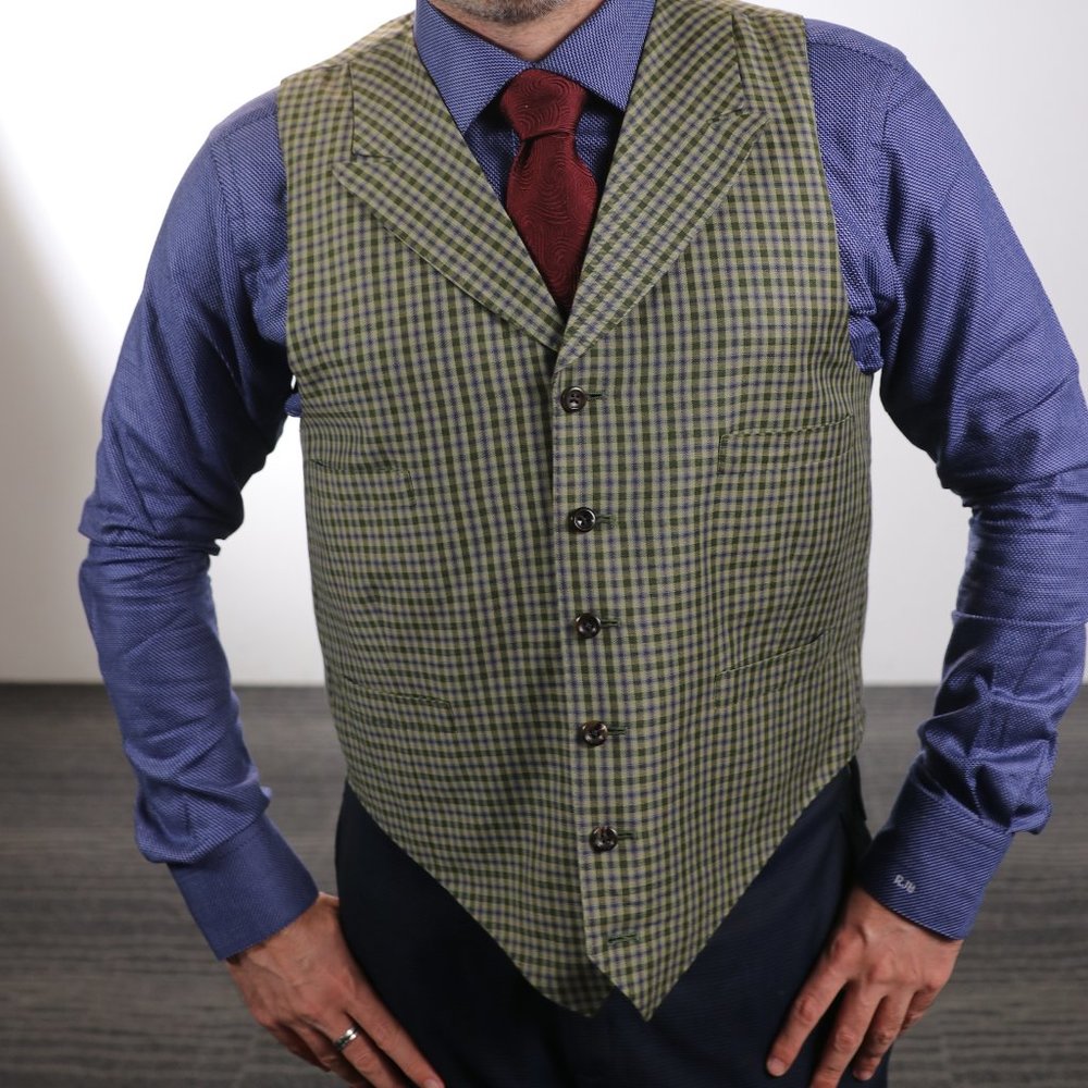 Plaid Green & Blue Vest